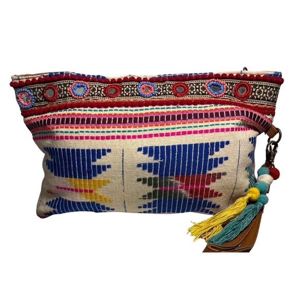 Call It Spring Clutch Purse Boho Ethnic Woven Bag Beaded & Embroidered Accents - Picture 1 of 16